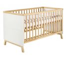 Lit Bébé 70x140 Cm Hêtre Massif Clair Et Blanc Miami L 144 X H 86 X P 77 Cm