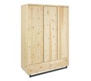 Armoire Bébé 3 Portes 2 Tiroirs Pin Massif Clair Zirbenholz L 135 X H 194 X P 61 Cm