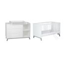 Lit Évolutif 70x140 Et Commode Avec Plan À Langer Mae - Blanc Et Gris