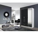 Armoire 3 portes 4 tiroirs L.136 cm PERLA blanc et gris brillant