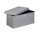 Pouf De Rangement Pliant Lin 76x38x38 - Gris