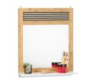 Miroir Mural Bois Avec Tablette Blanche