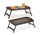 2x Tablettes De Lit Bambou Marron Foncé