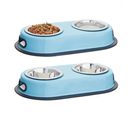 2x Gamelles Doubles Chien Et Chat Inox