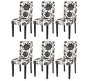 Lot De 6 Chaises De Séjour Littau ~ Tissu Jacquard, Pieds Foncés