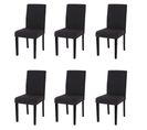 Lot De 6 Chaises De Séjour Littau ~ Tissu Noir, Pieds Foncés