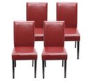 Lot De 4 Chaises De Séjour Littau ~ Simili-cuir, Rouge, Pieds Foncés