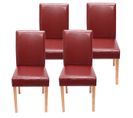 Lot De 4 Chaises De Séjour Littau ~ Simili-cuir, Rouge, Pieds Clairs