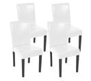 Lot De 4 Chaises De Séjour Littau ~ Simili-cuir, Blanc, Pieds Foncés