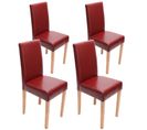 Lot De 4 Chaises De Séjour Littau ~ Cuir Reconstitué, Rouge, Pieds Clairs