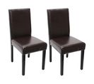 Lot De 2 Chaises De Séjour Littau ~ Simili-cuir, Marron, Pieds Foncés