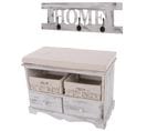 Commode / Banc, 2 Paniers, 2 Tiroirs, 62x33x42cm + Garderobe, Shabby, Vintage, Blanc