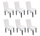 Lot De 6 Chaises De Séjour Littau ~ Simili-cuir, Blanc, Pieds Foncés