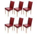 Lot De 6 Chaises De Séjour Littau ~ Cuir Reconstitué Rouge, Pieds Clairs