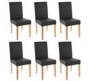 Lot De 6 Chaises De Séjour Littau ~ Simili-cuir, Noir Mat, Pieds Clairs