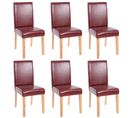 Lot De 6 Chaises De Séjour Littau ~ Simili-cuir, Brun Rouge, Pieds Clairs