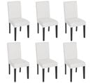 Lot De 6 Chaises De Séjour Littau ~ Simili-cuir, Blanc Mat, Pieds Foncés