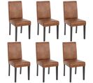 Lot De 6 Chaises De Séjour Littau, Simili-cuir, Aspect Daim Marron, Pieds Foncés