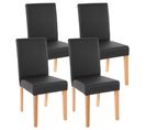 Lot De 4 Chaises De Séjour Littau ~ Simili-cuir, Noir Mat, Pieds Clairs