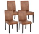 Lot De 4 Chaises De Séjour Littau ~ Simili-cuir, Aspect Daim Marron, Pieds Foncés