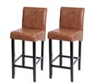 Lot De 2 Tabourets De Bar Hwc-c33 ~ Similicuir, Aspect Daim Marron, Pieds Foncés