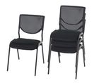 Lot De 4 Chaises De Conférence T401 Empilable Siège Noir Pieds Noirs