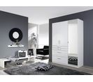 Armoire 3 portes 4 tiroirs L.136 cm PERLA blanc brillant