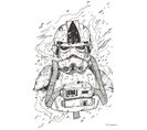 Poster D'art Star Wars Pilote De Chasseur Dessin - 40 X 50 Cm