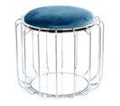 Pouf et Table D'appoint "comfortable" 50cm Bleu Pétrole et Argent