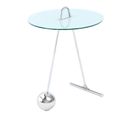 Table D'appoint Design "pendule" 60cm Argent et Blanc