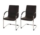 2x Chaise De Conférence Samara, Chaise Visiteurs Cantilever, Similicuir ~ Marron