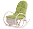 Fauteuil à Bascule Esmeraldas En Rotin Blanc Rembourrage Vert