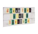 Planche Murale Love-life Panneau Style Shabby Vintage 3 Crochets 30x60cm