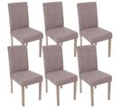 6x Chaise De Séjour Littau ~ Tissu Gris, Pieds: Structure Chêne