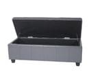 Banquette Kriens, Coffre, Banc, Cuir + Similicuir, 112x45x45cm ~ Gris