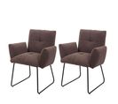 Lot De 2 Chaises De Salle À Manger Hwc-k34 Tissu/textile Métal Marron