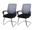 Lot De 2 Chaises De Conférence Tissu/textile Gris