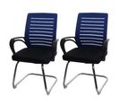 Lot De 2 Chaises De Conférence Tissu/textile Bleu