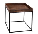 Table D'appoint Hwc-k71 Mvg-certifié Bois De Paulownia Métal 60x60x60cm Brun Foncé