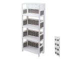 Étagère Hwc-k86 Bois 110cm Blanc Tressage Gris