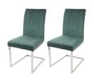 Lot De 2 Chaises Cantilever Hwc-l14 Velours Inox Brossé Vert