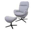 Fauteuil Relax + Pouf Hwc-l12 Métal Tissu/textile Gris Clair