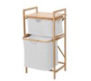 Meuble à Linge Hwc-b56, 2 Paniers, Bambou, 84x44x34cm, 72l