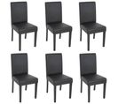 Lot De 6 Chaises De Séjour Littau ~simili-cuir, Noir Mat, Pieds Foncés