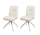 Lot De 2 Chaises De Salle à Manger Hwc-h70 Tissu/textile Inox Brossé Crème-beige