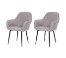 2x Chaise De Salle à Manger Hwc-f18 Tissu Gris Pieds Noirs