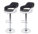 2x Tabouret De Bar Hwc-f16 Similicuir Noir Blanc