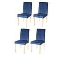 Lot De 4 Chaises De Salle à Manger Littau, Velours ~ Pétrole, Pieds Clairs