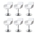 Lot De 6 Chaises De Salle à Manger Hwc-a50 Iii Similicuir Blanc, Pied Chromé