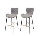 2x Tabouret De Bar Hwc-e55 Vintage Haubans Dorés Similicuir Aspect Daim Gris